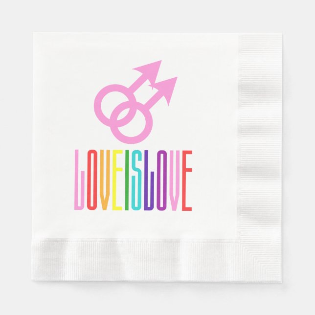 Serviette En Papier Love is Love Gay Relationship Sign Rainbow LGBT (Devant)