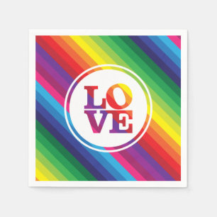 Serviette En Papier LOVE IS LOVE rainbow couleurs tache typographie gr