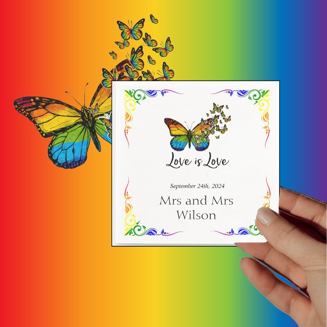 Serviette En Papier Love is Love Rainbow Theme Mariage Diner Cocktail (Créateur téléchargé)