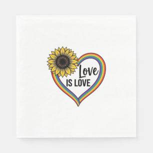 Serviette En Papier Love Is Love Tournesol Cœur Vintage Vector T-Shirt