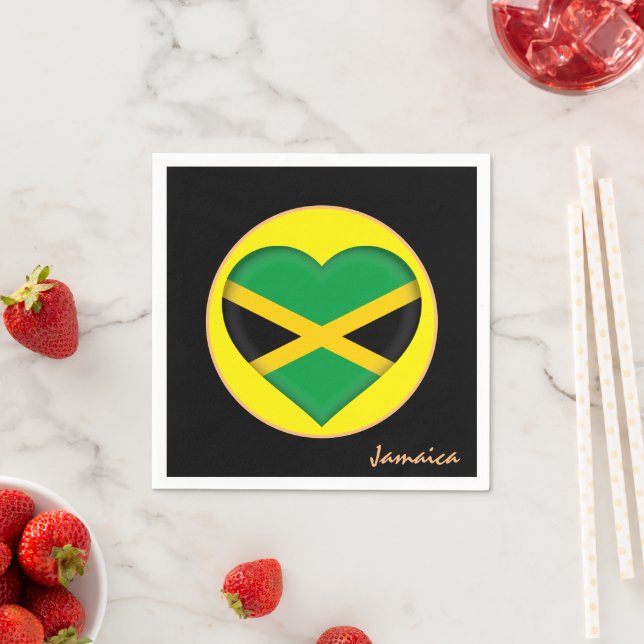 Serviette En Papier Love Jamaïque & Jamaican Flag mode /Heart (En situation)