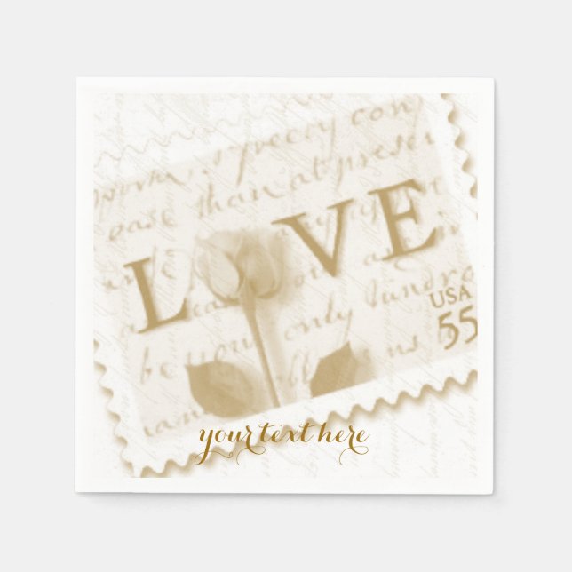 Serviette En Papier Love Lettre Mariage Papier Napkin Set (Devant)