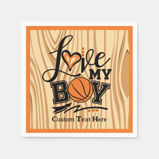 Serviette En Papier Love My Boy Basketball Sports Personnalisé (Devant)