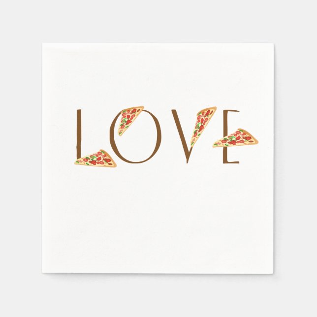 Serviette En Papier Love Pizza Fun Tendance Typographie (Devant)