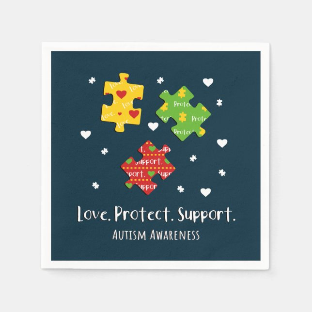 Serviette En Papier Love Protect Support Sensibilisation sur l'autisme (Devant)