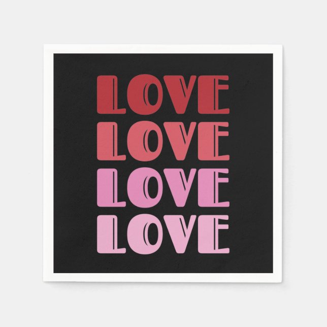 Serviette En Papier Love Repeating Text Valentine's Day I Love You (Devant)