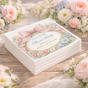 Serviette En Papier Love Shack Floral Rose Ruban Fille Baby Shower