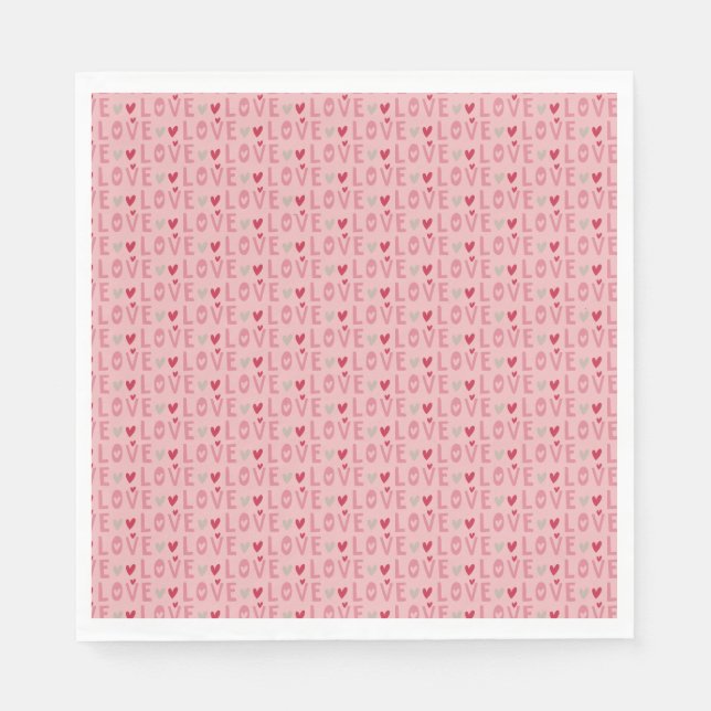 Serviette En Papier Love Valentine Day Hearts (Devant)