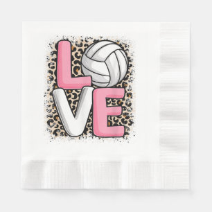 Serviette En Papier Love Volleyball Empreinte de léopard Filles Volley