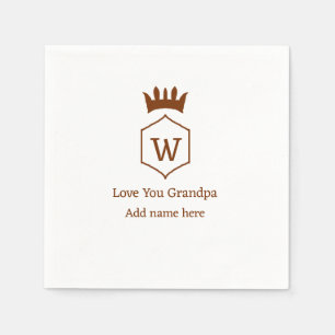 Serviette En Papier Love you grand-pa couronne ajouter nom détails bru