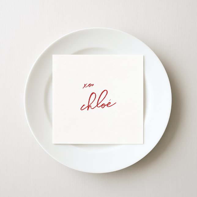 Serviette En Papier Love "Your Name" Typographie rouge (Créateur téléchargé)
