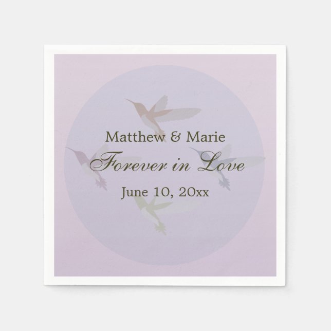 Serviette En Papier Lovely Hummingbirds Mariage Forever in Loever (Devant)