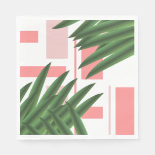 Serviette En Papier Luau Géométrique Feuilles de Palmier Tropical Vert