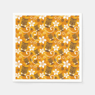 SERVIETTE EN PAPIER LUAU TIKI DESIGN (ORANGE)