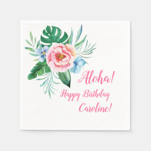 Serviette En Papier Luau Tropical Floral Hawaiian Bouquet Anniversaire