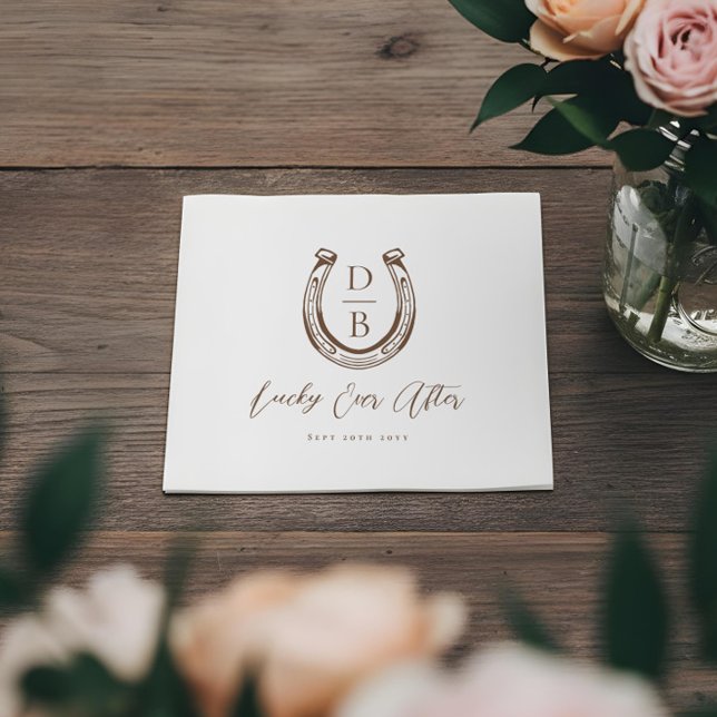 Serviette En Papier Lucky Ever After Classy Horseshoe Monogram Wedding (Lucky Ever After Classy Horseshoe Monogram Wedding Napkins)