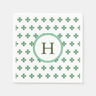 Serviette En Papier Lucky Green Four Leaf Clover   Monogramme