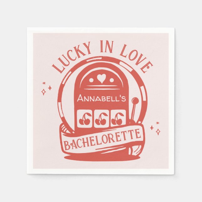 Serviette En Papier Lucky in Love Casino Main Draas Vegas Bachelorette (Devant)
