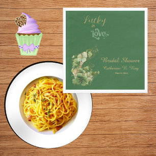 Serviette En Papier Lucky in Love Gold Shimmer Shamrock Fête des marié