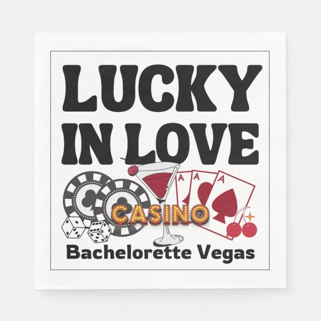 Serviette En Papier Lucky In Love Vegas Bachelorette (Devant)