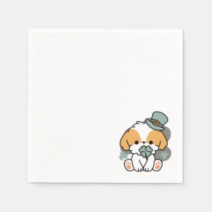 Serviette En Papier Lucky Pup with Clover - St. Patrick's Day Cadeau