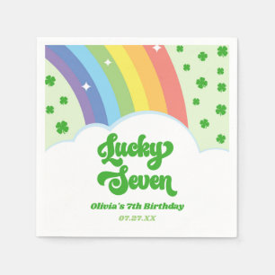 Serviette En Papier Lucky Seven Rainbow Cloches 7e fête d'anniversaire