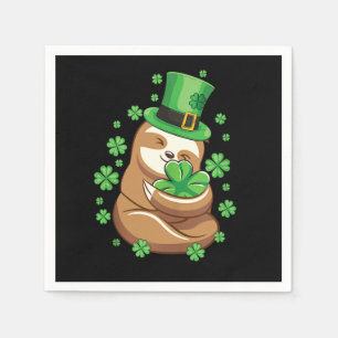 Serviette En Papier Lucky Sloth Jour de la Saint Patrick Leprechaun Ca