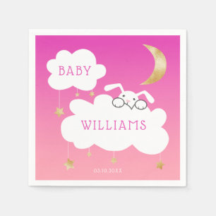 Serviette En Papier Lullaby Bunny Baby shower Or rose