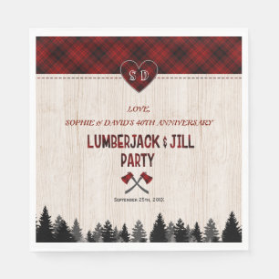 Serviette En Papier LumberJack et Jill Mariage Wood 40e anniversaire