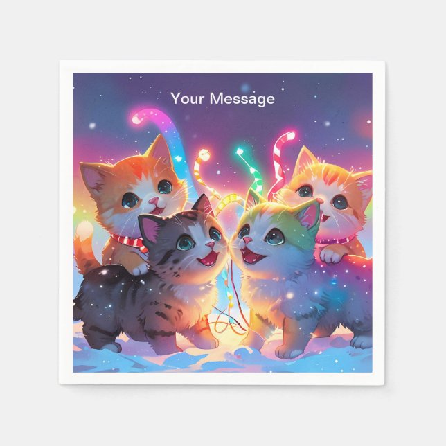 Serviette En Papier Lumière de Noël enchantée (Devant)