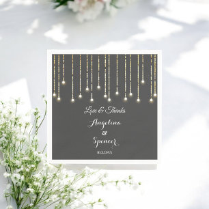 Serviette En Papier Lumières à cordes blanches noires Mariages rustiqu