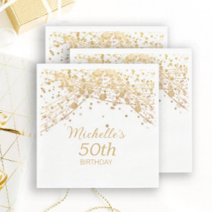 Serviette En Papier Lumières à filaments en blanc or brillant pour 50e