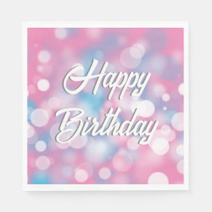 Serviette En Papier Lumières de la fête du Pink et Aqua Bokeh