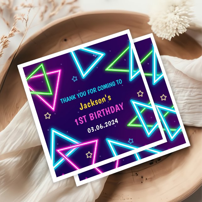 Serviette En Papier Lumières de Neon lumineux Merci fête d'anniversair (Créateur téléchargé)
