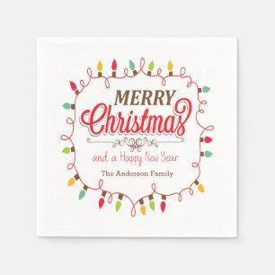 Serviette En Papier Lumières de Noël colorées Papier de Vacances Naple
