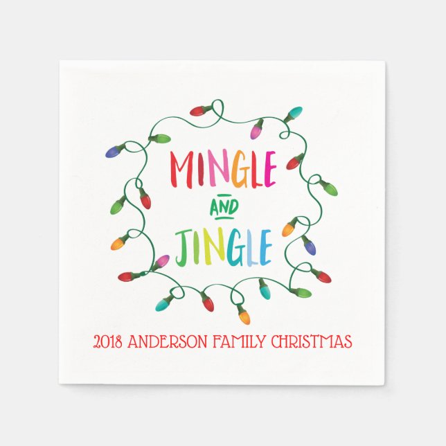 Serviette En Papier Lumières de Noël Mingle et Jingle (Devant)