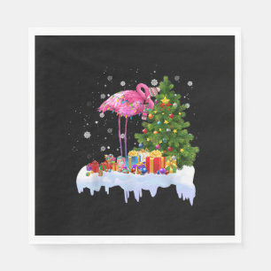 Serviette En Papier Lumières des arbres de Noël Flamant rose