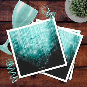 Serviette En Papier Lumières en cascade Sweet 16 ID Turquoise790