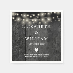 Serviette En Papier Lumières Guirlande Rustique Bois Noir Bohème Maria