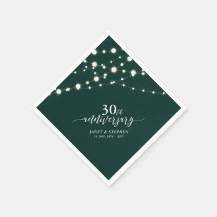 Serviette En Papier Lumières Guirlandes   Vert 30e Anniversaire de Mar