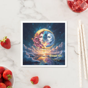 Serviette En Papier Lune de l'Équilibre Éternel – Âmes de Feu et d'Eau