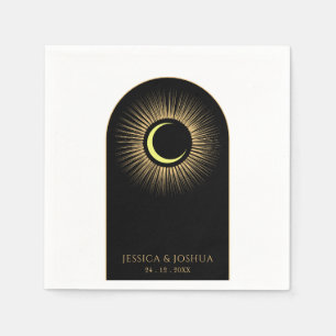 Serviette En Papier Lune de soleil mystique noire céleste