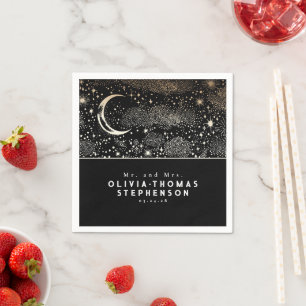 Serviette En Papier Lune Étoiles Ciel nocturne Mystique Romantique