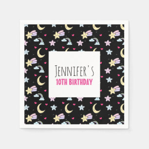 Serviette En Papier Lune, étoiles et nuages Motif à l'anniversaire noi