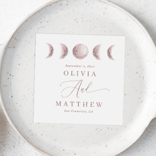 Serviette En Papier Lune mystique. Élégant mariage de script délicat