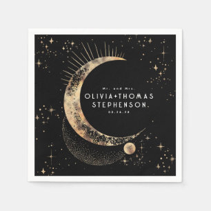 Serviette En Papier Lune Stars Ciel nocturne Mystique Romantique Napki