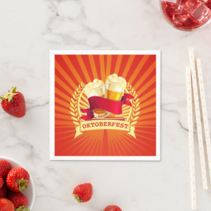 Serviette En Papier Lunettes de bière Oktoberfest sur Red Gold Sunburs