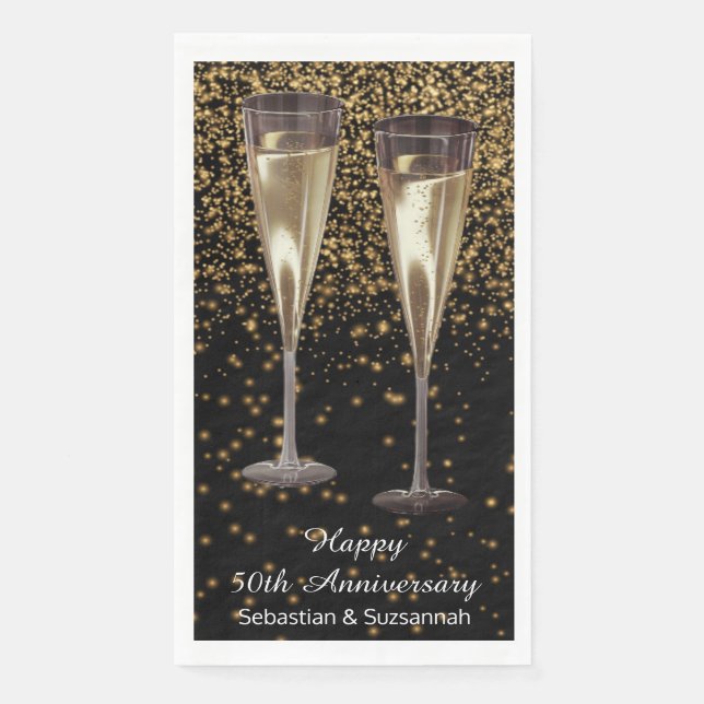Serviette En Papier Lunettes de Champagne Fête de Mariage Personnalisé (Devant)