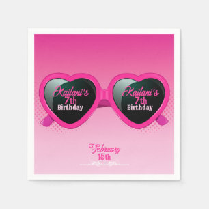 Serviette En Papier Lunettes de soleil Coeur Rose chaud Anniversaire