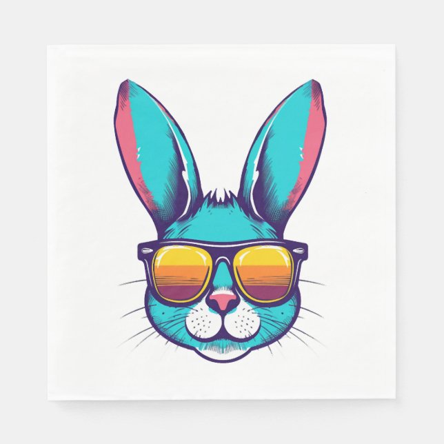 Serviette En Papier Lunettes De Soleil cool Pour Lapin De Pâques (Devant)